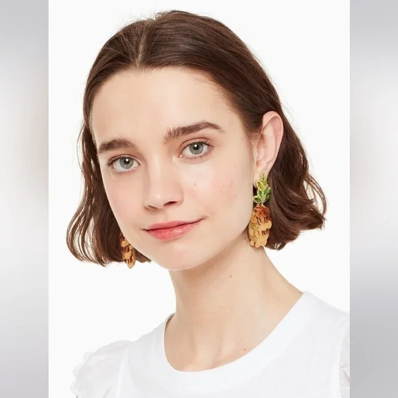 Kate Spade By The Pool Pineapple Statement Studs Earrings - Picture 4 of 13